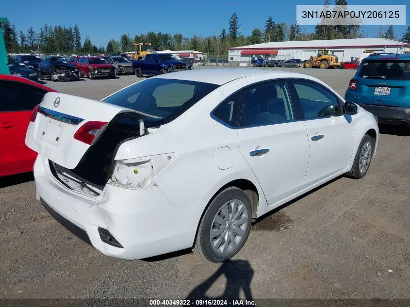 2018 Nissan Sentra S VIN: 3N1AB7AP0JY206125 Lot: 40349322