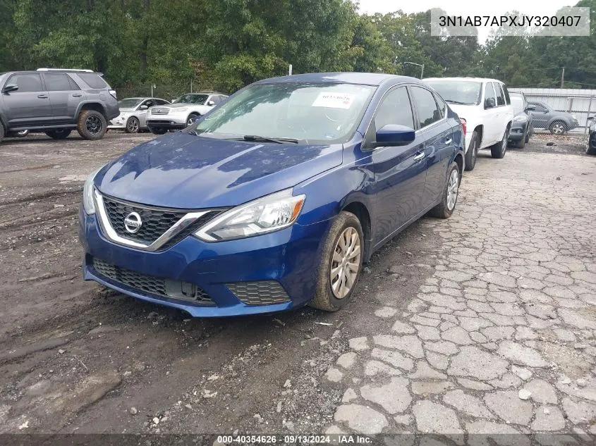 2018 Nissan Sentra S VIN: 3N1AB7APXJY320407 Lot: 40354626