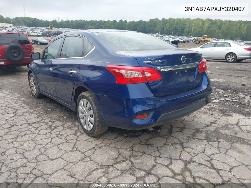 2018 Nissan Sentra S VIN: 3N1AB7APXJY320407 Lot: 40354626