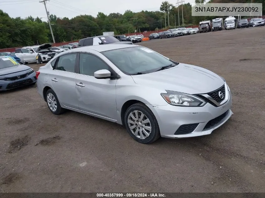 3N1AB7APXJY230092 2018 Nissan Sentra S/Sv/Sr/Sl