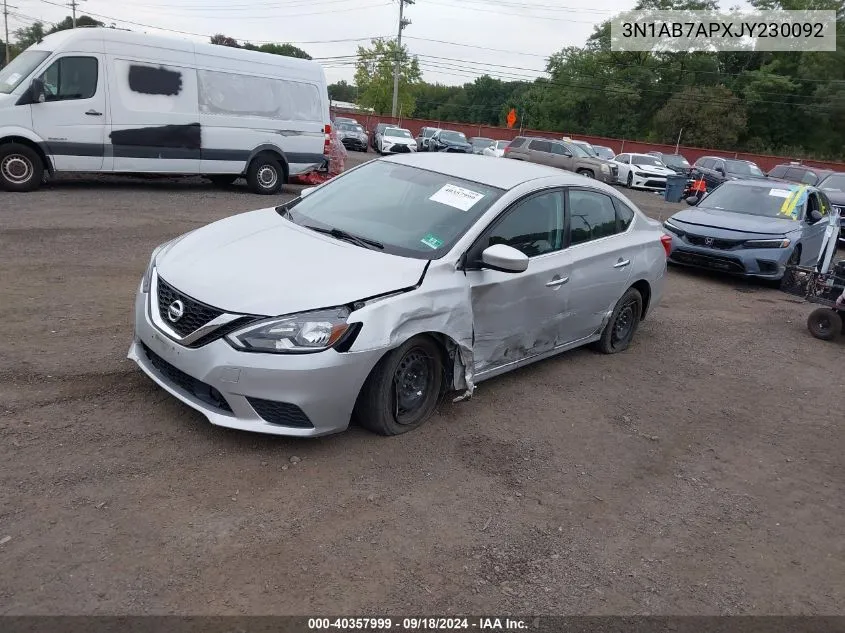 2018 Nissan Sentra S/Sv/Sr/Sl VIN: 3N1AB7APXJY230092 Lot: 40357999