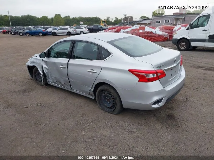 2018 Nissan Sentra S/Sv/Sr/Sl VIN: 3N1AB7APXJY230092 Lot: 40357999