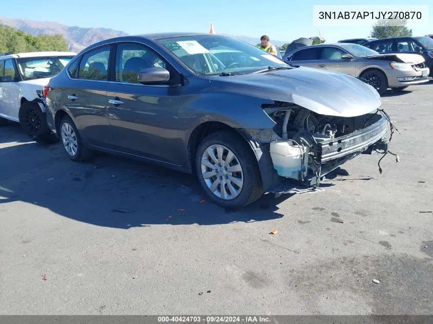 2018 Nissan Sentra S VIN: 3N1AB7AP1JY270870 Lot: 40424703