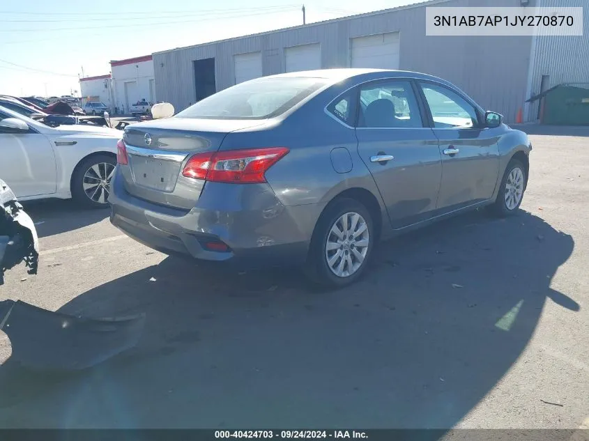 2018 Nissan Sentra S VIN: 3N1AB7AP1JY270870 Lot: 40424703