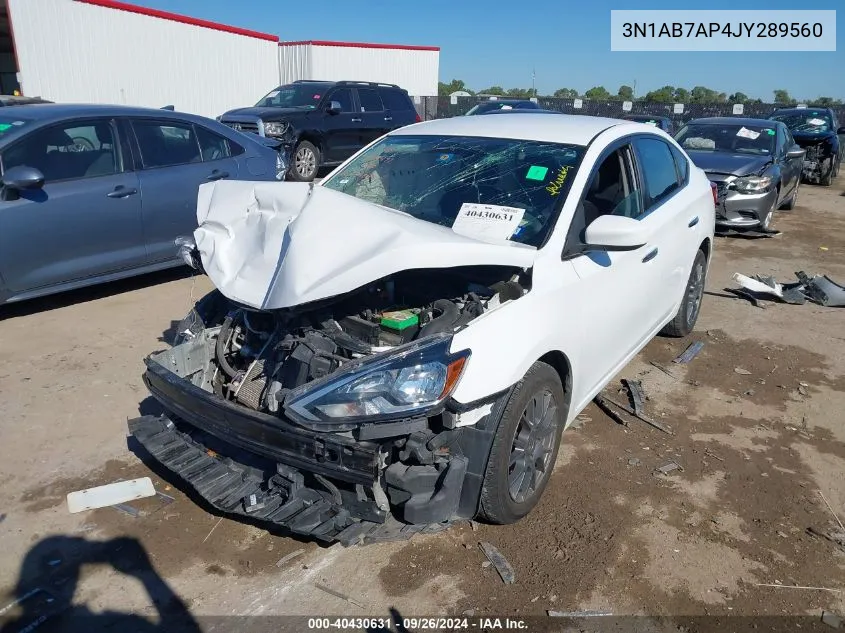 2018 Nissan Sentra S/Sv/Sr/Sl VIN: 3N1AB7AP4JY289560 Lot: 40430631