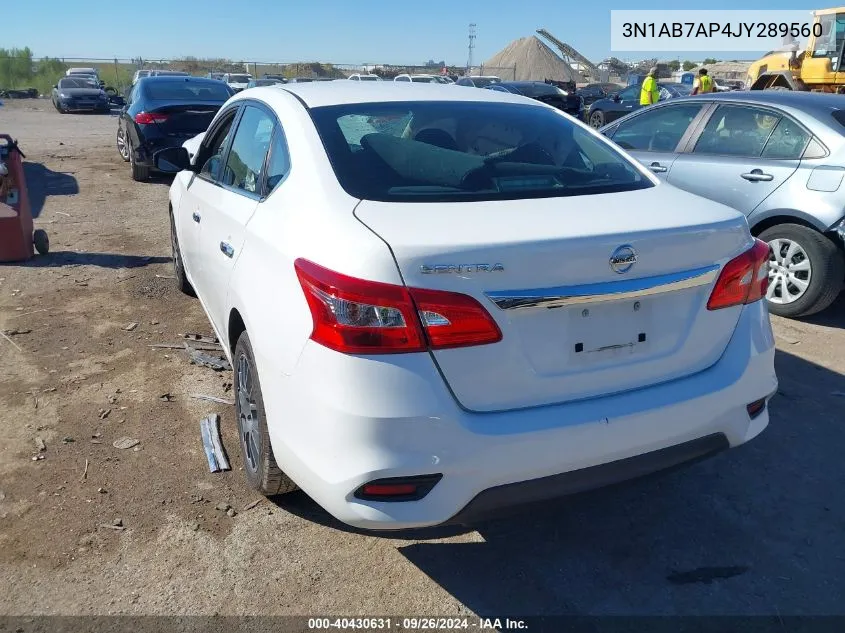 3N1AB7AP4JY289560 2018 Nissan Sentra S/Sv/Sr/Sl