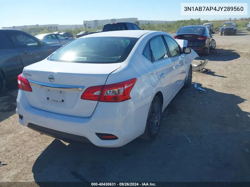 2018 Nissan Sentra S/Sv/Sr/Sl VIN: 3N1AB7AP4JY289560 Lot: 40430631