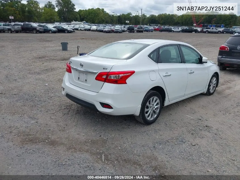 2018 Nissan Sentra Sv VIN: 3N1AB7AP2JY251244 Lot: 40446814