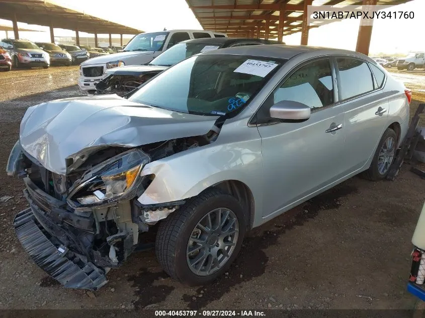 2018 Nissan Sentra S VIN: 3N1AB7APXJY341760 Lot: 40453797