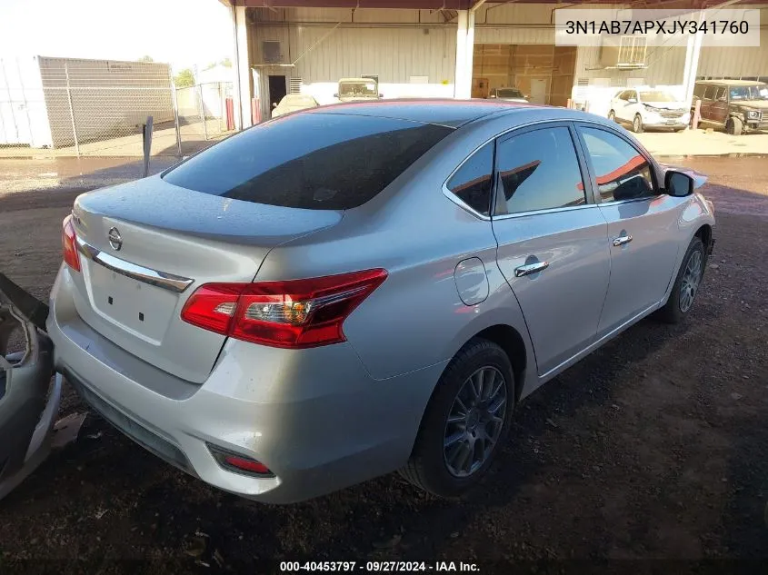 2018 Nissan Sentra S VIN: 3N1AB7APXJY341760 Lot: 40453797