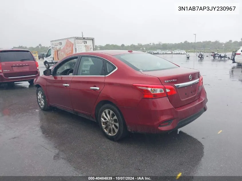 2018 Nissan Sentra Sv VIN: 3N1AB7AP3JY230967 Lot: 40484839