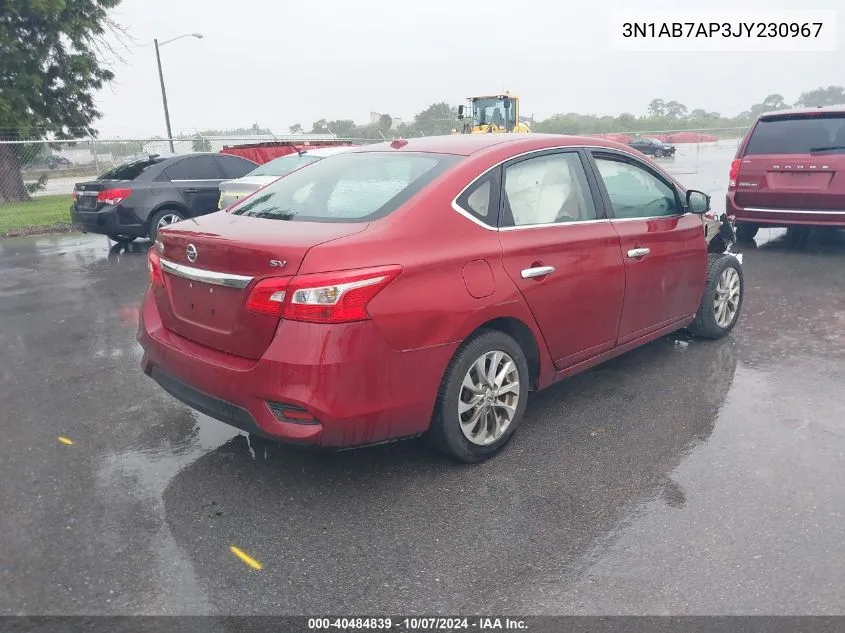 2018 Nissan Sentra Sv VIN: 3N1AB7AP3JY230967 Lot: 40484839