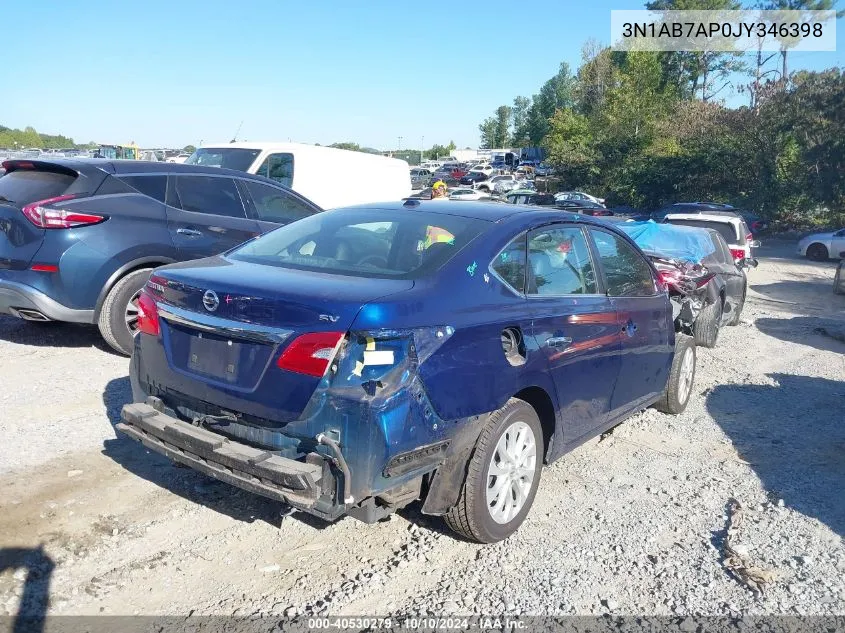 2018 Nissan Sentra Sv VIN: 3N1AB7AP0JY346398 Lot: 40530279