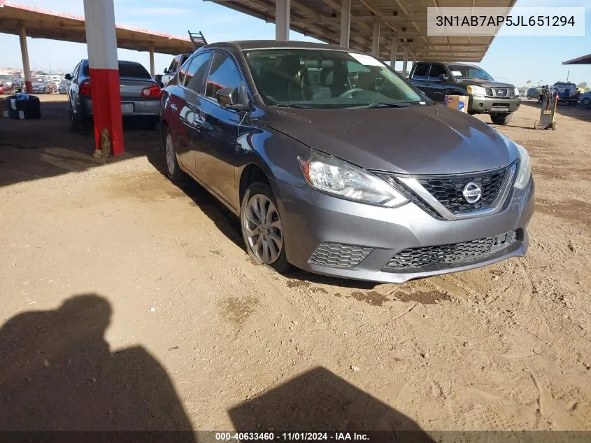 2018 Nissan Sentra Sv VIN: 3N1AB7AP5JL651294 Lot: 40633460