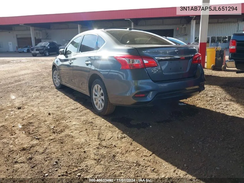 2018 Nissan Sentra Sv VIN: 3N1AB7AP5JL651294 Lot: 40633460