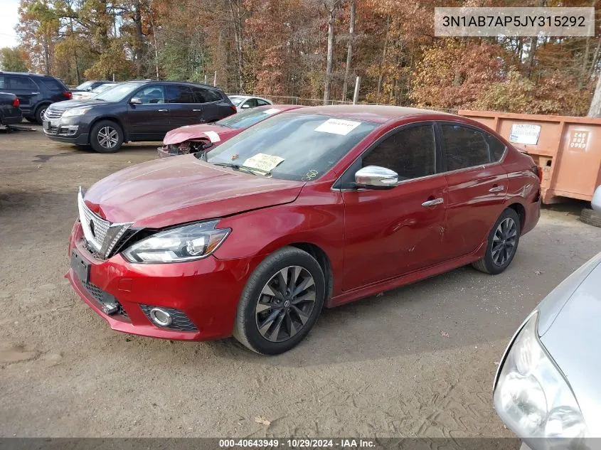 3N1AB7AP5JY315292 2018 Nissan Sentra Sr