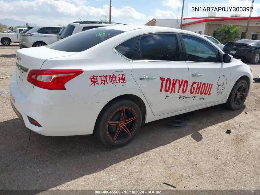 2018 Nissan Sentra S VIN: 3N1AB7AP0JY300392 Lot: 40645569