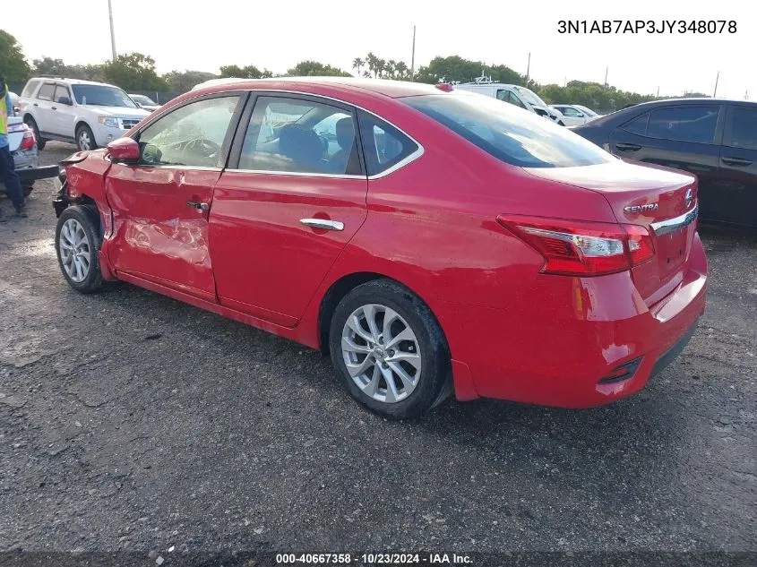 2018 Nissan Sentra Sv VIN: 3N1AB7AP3JY348078 Lot: 40667358