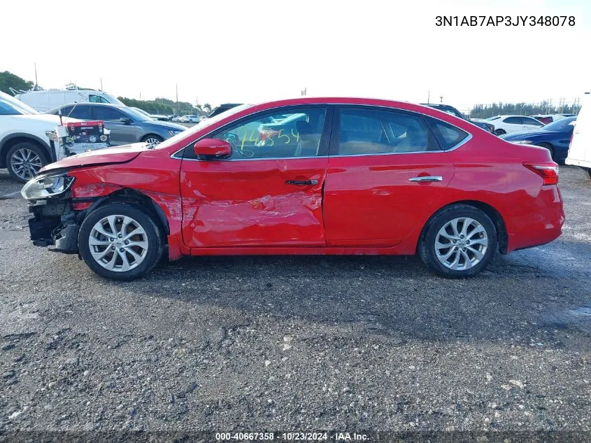 2018 Nissan Sentra Sv VIN: 3N1AB7AP3JY348078 Lot: 40667358