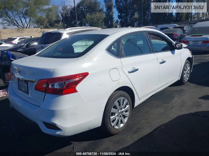 2018 Nissan Sentra S/Sv/Sr/Sl VIN: 3N1AB7APXJY313652 Lot: 40706720