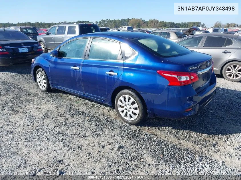 3N1AB7AP0JY343498 2018 Nissan Sentra S