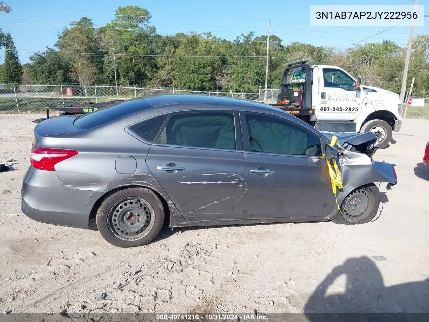 2018 Nissan Sentra S VIN: 3N1AB7AP2JY222956 Lot: 40741216