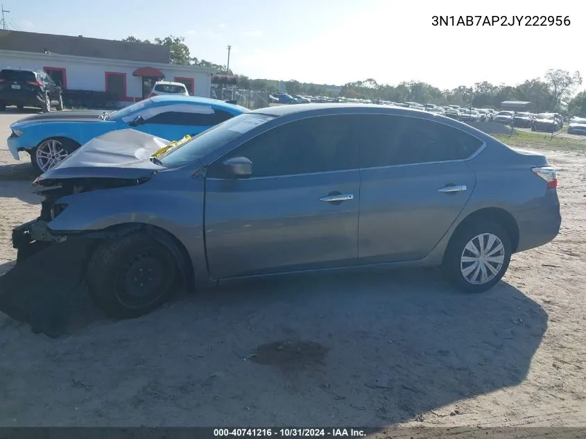 2018 Nissan Sentra S VIN: 3N1AB7AP2JY222956 Lot: 40741216