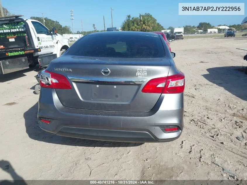 2018 Nissan Sentra S VIN: 3N1AB7AP2JY222956 Lot: 40741216