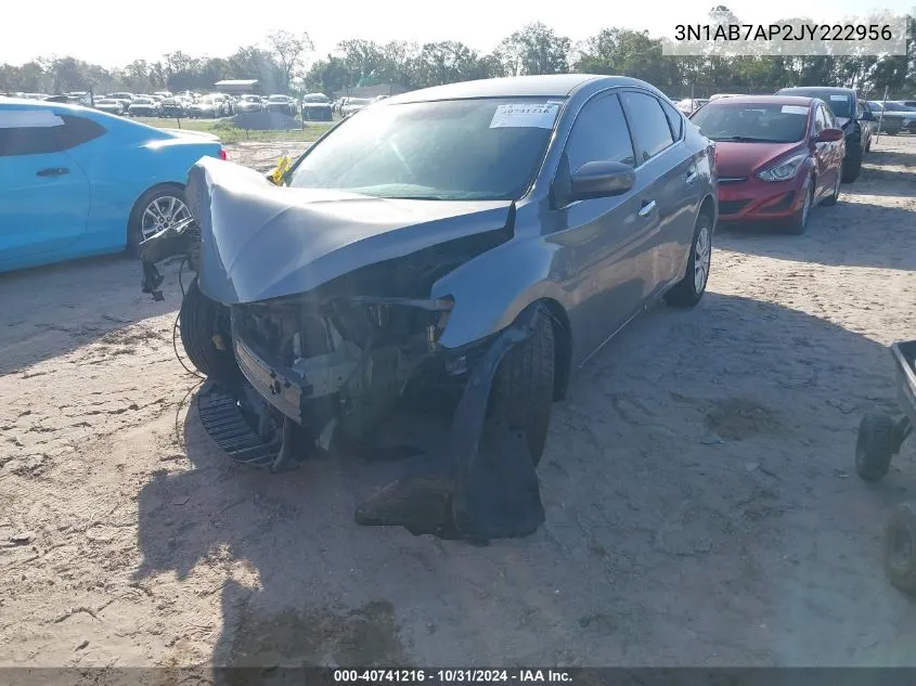 2018 Nissan Sentra S VIN: 3N1AB7AP2JY222956 Lot: 40741216