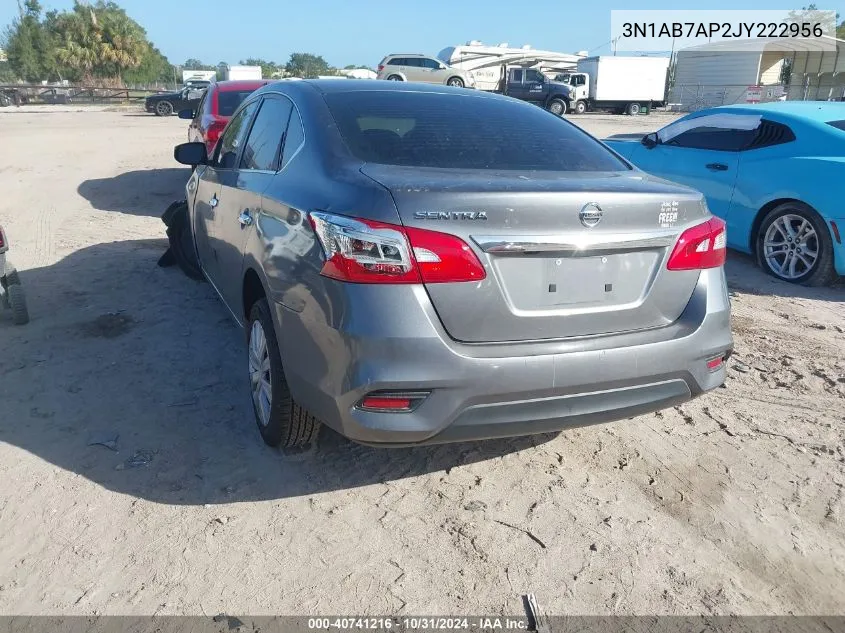 2018 Nissan Sentra S VIN: 3N1AB7AP2JY222956 Lot: 40741216