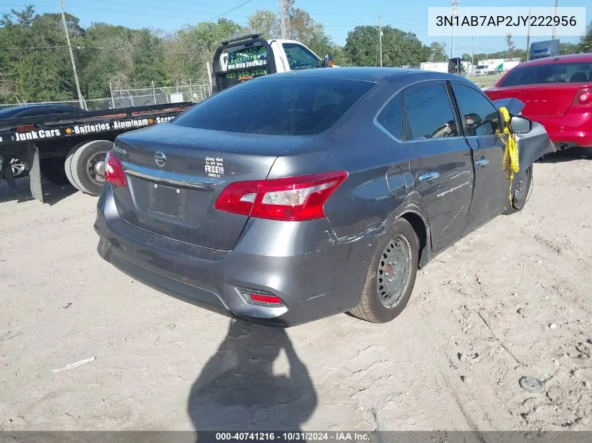 2018 Nissan Sentra S VIN: 3N1AB7AP2JY222956 Lot: 40741216