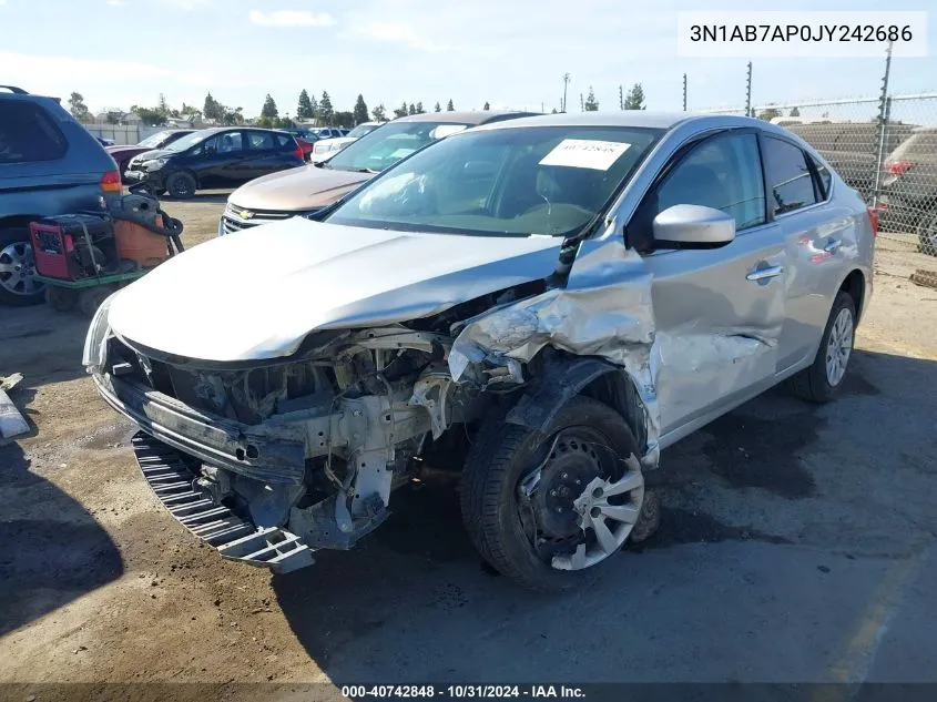 2018 Nissan Sentra S VIN: 3N1AB7AP0JY242686 Lot: 40742848