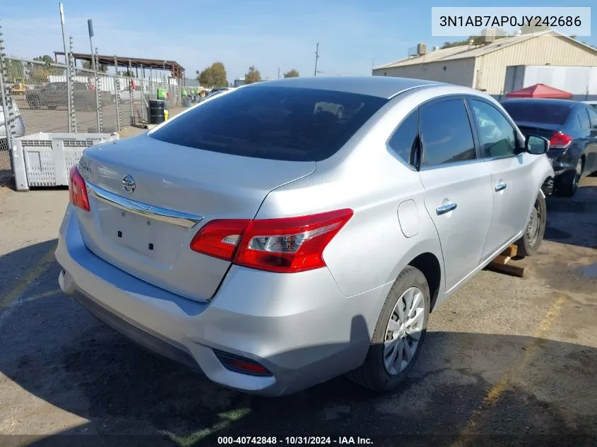 2018 Nissan Sentra S VIN: 3N1AB7AP0JY242686 Lot: 40742848