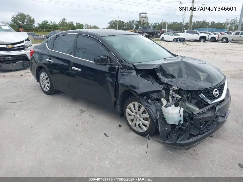 2018 Nissan Sentra S VIN: 3N1AB7AP4JY346601 Lot: 40759776