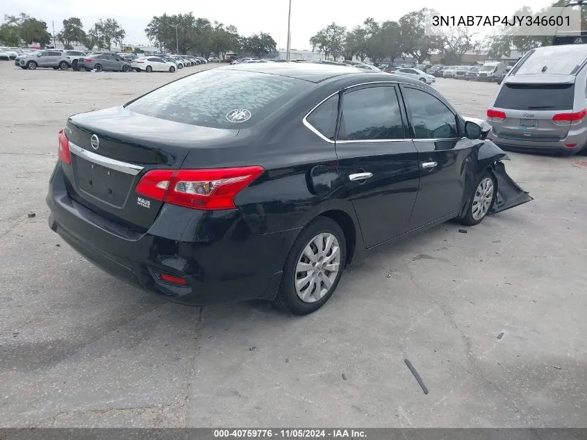 2018 Nissan Sentra S VIN: 3N1AB7AP4JY346601 Lot: 40759776