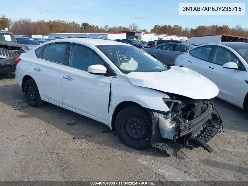 2018 Nissan Sentra S VIN: 3N1AB7AP6JY236715 Lot: 40764039