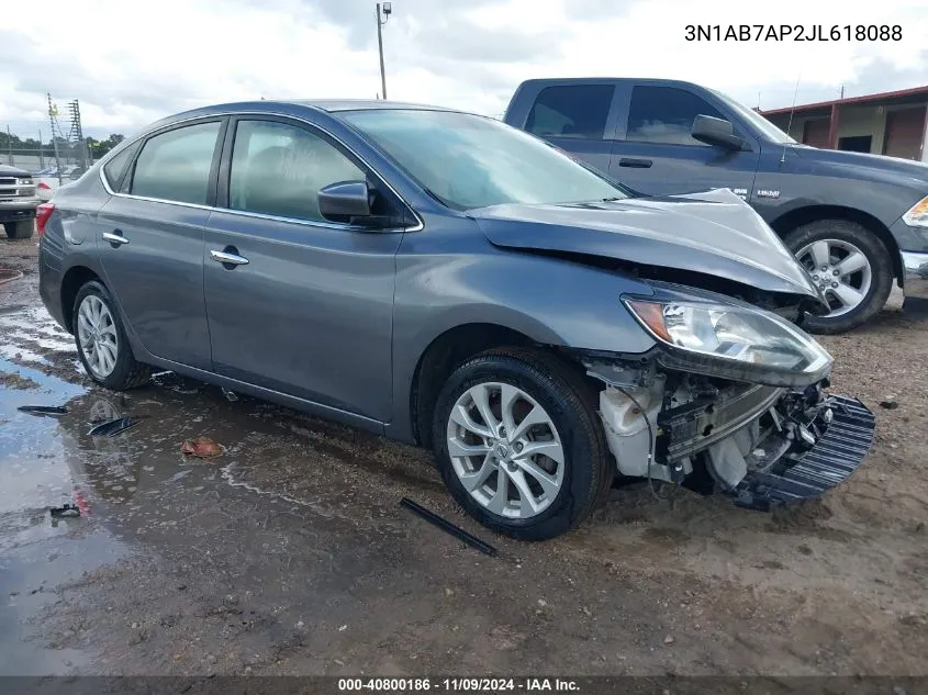 2018 Nissan Sentra Sv VIN: 3N1AB7AP2JL618088 Lot: 40800186