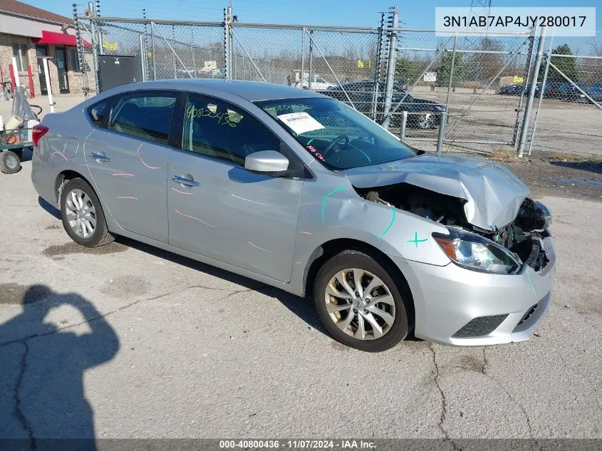 2018 Nissan Sentra Sv VIN: 3N1AB7AP4JY280017 Lot: 40800436