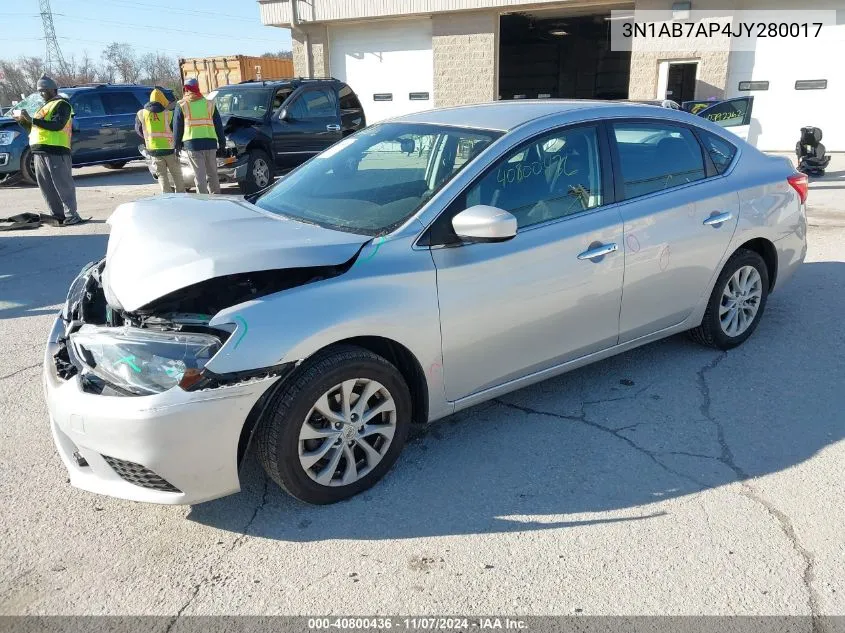 2018 Nissan Sentra Sv VIN: 3N1AB7AP4JY280017 Lot: 40800436