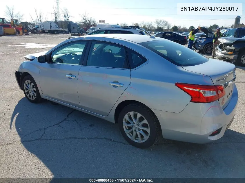 2018 Nissan Sentra Sv VIN: 3N1AB7AP4JY280017 Lot: 40800436