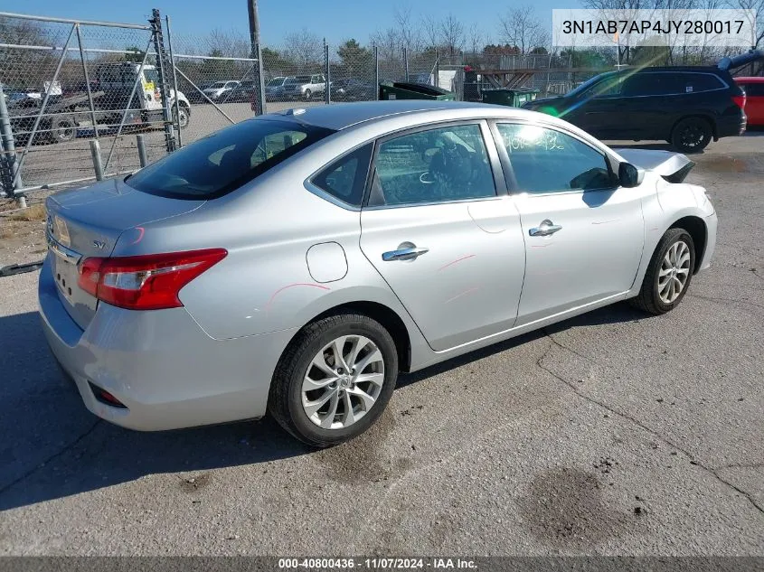 2018 Nissan Sentra Sv VIN: 3N1AB7AP4JY280017 Lot: 40800436