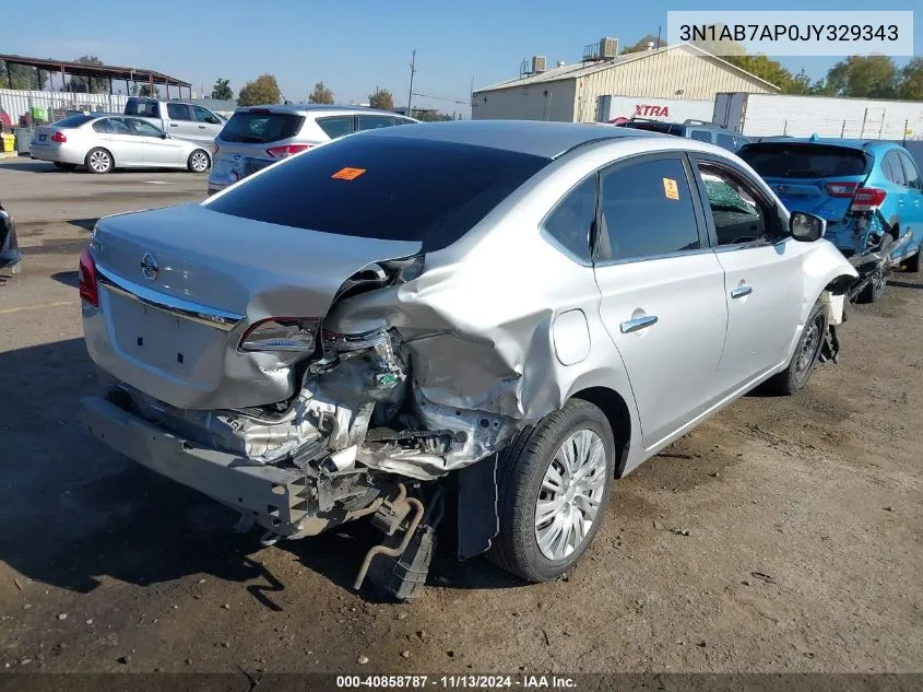 2018 Nissan Sentra S VIN: 3N1AB7AP0JY329343 Lot: 40858787