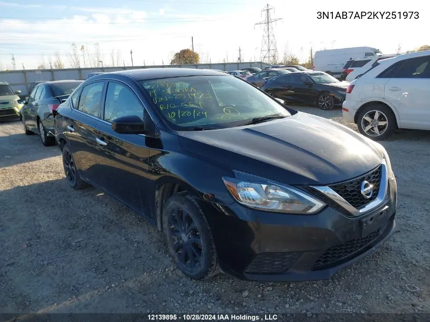 2019 Nissan Sentra VIN: 3N1AB7AP2KY251973 Lot: 12139895