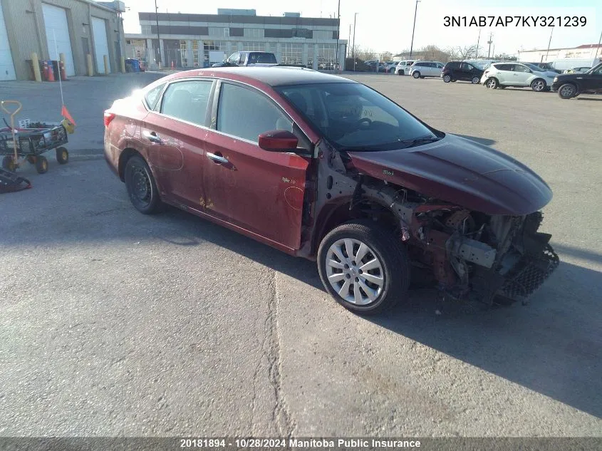 3N1AB7AP7KY321239 2019 Nissan Sentra 1.8 Sv