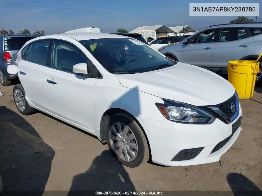 2019 Nissan Sentra S VIN: 3N1AB7AP8KY230786 Lot: 38750620