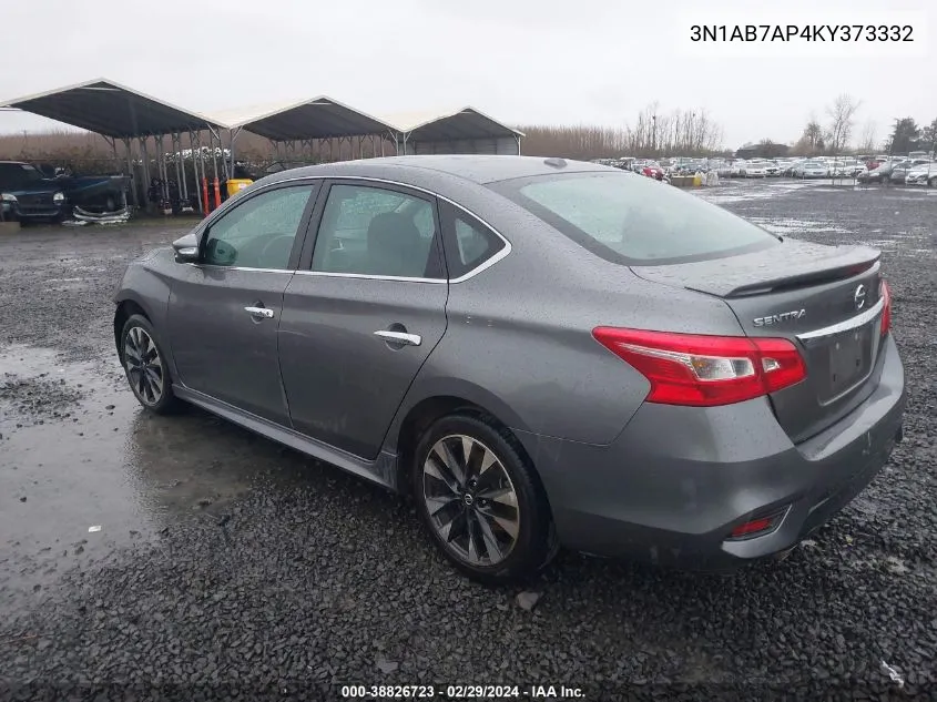 2019 Nissan Sentra Sr VIN: 3N1AB7AP4KY373332 Lot: 38826723