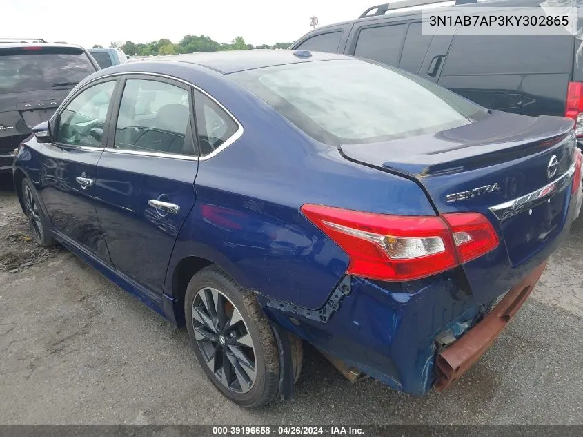 2019 Nissan Sentra Sr VIN: 3N1AB7AP3KY302865 Lot: 39196658