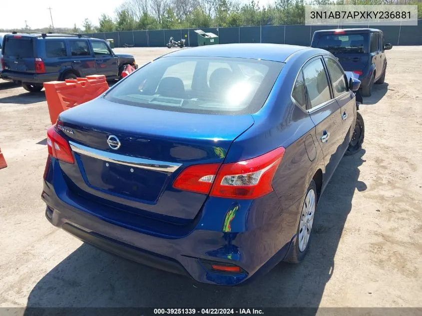 3N1AB7APXKY236881 2019 Nissan Sentra S