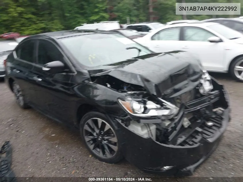 2019 Nissan Sentra Sr VIN: 3N1AB7AP4KY222992 Lot: 39361154