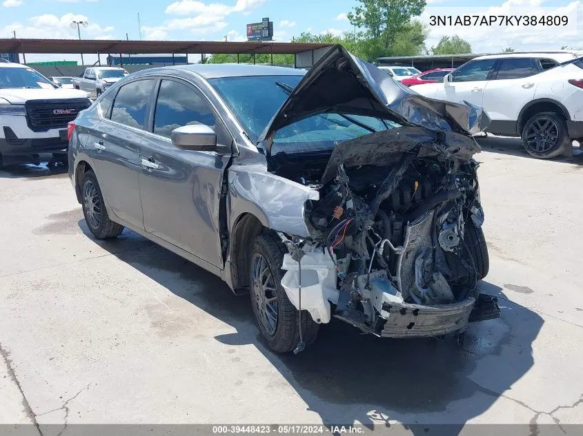 2019 Nissan Sentra S VIN: 3N1AB7AP7KY384809 Lot: 39448423